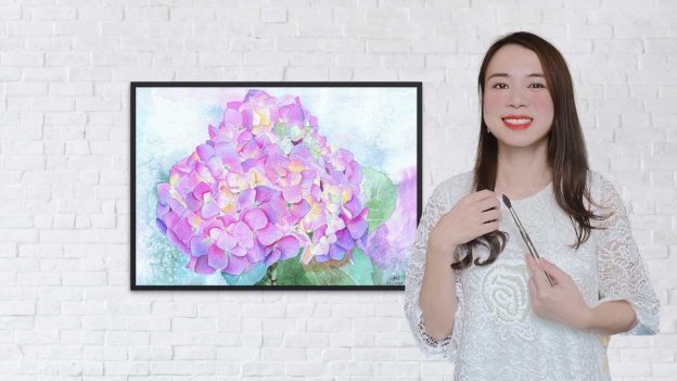 Trang Chibi cạnh tranh cẩm tú cầu màu nước, Vẽ hoa màu nước