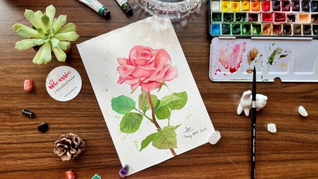 Hướng dẫn vẽ Hoa hồng Màu nước