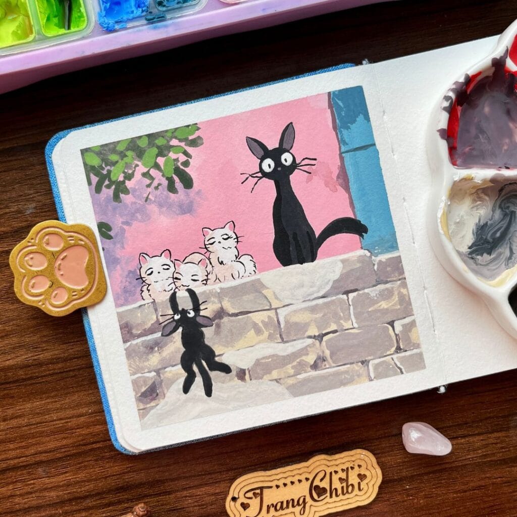 Mèo hướng dẫn vẽ tranh màu gouache