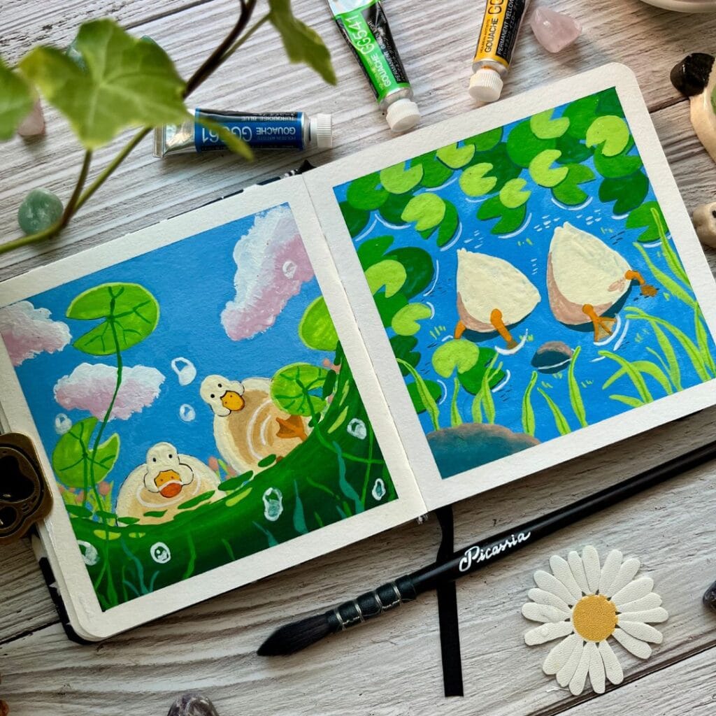 Vẽ tranh vịt màu gouache