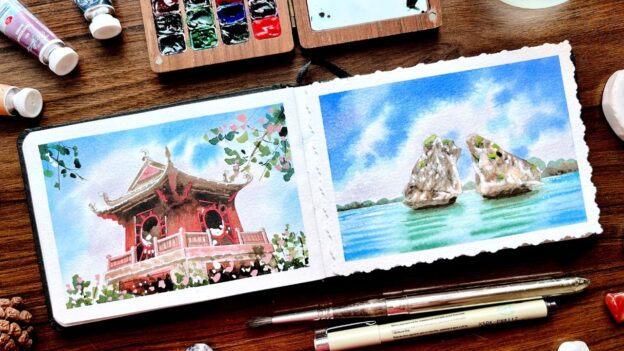 khoá học vẽ tranh phong cảnh màu nước