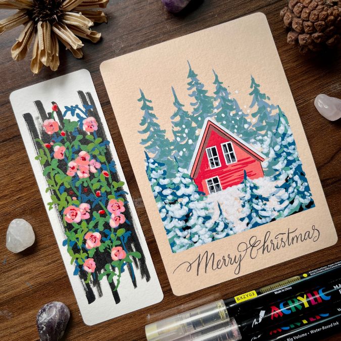 Vẽ thiệp với màu acrylic marker
