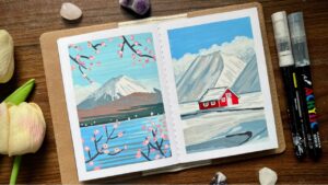 khoá học ký hoạ du lịch với màu acrylic marker
