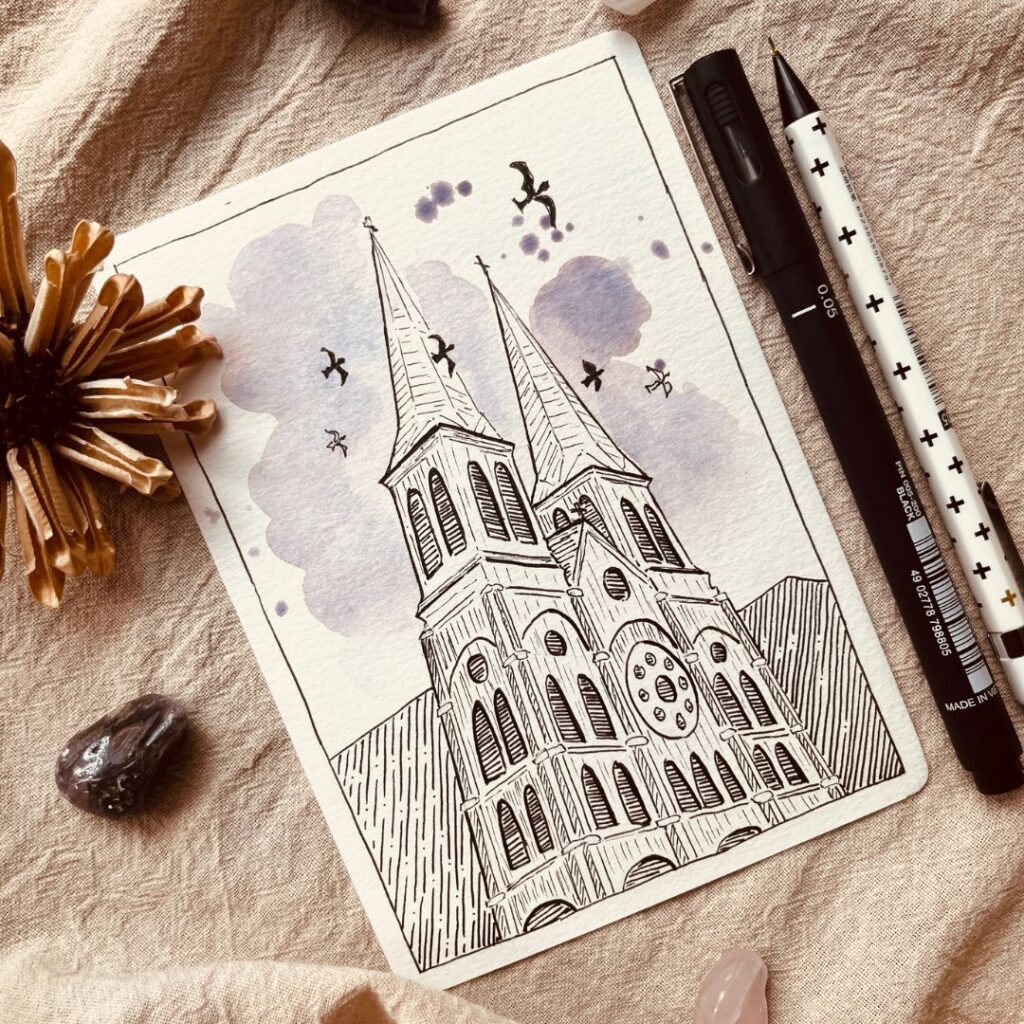 Ký hoạ nhà thờ Đức Bà Notre Dame